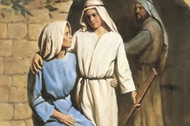 Young Jesus Comforting His Mother