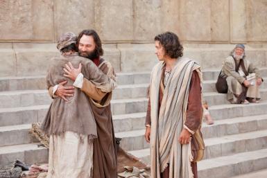 Peter Embraces Healed Man