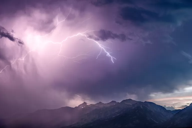 Lightning Over Tetons