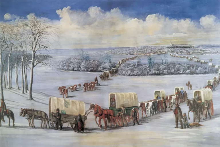 The Saints Crossing the Mississippi by Grant Romney Clawson
